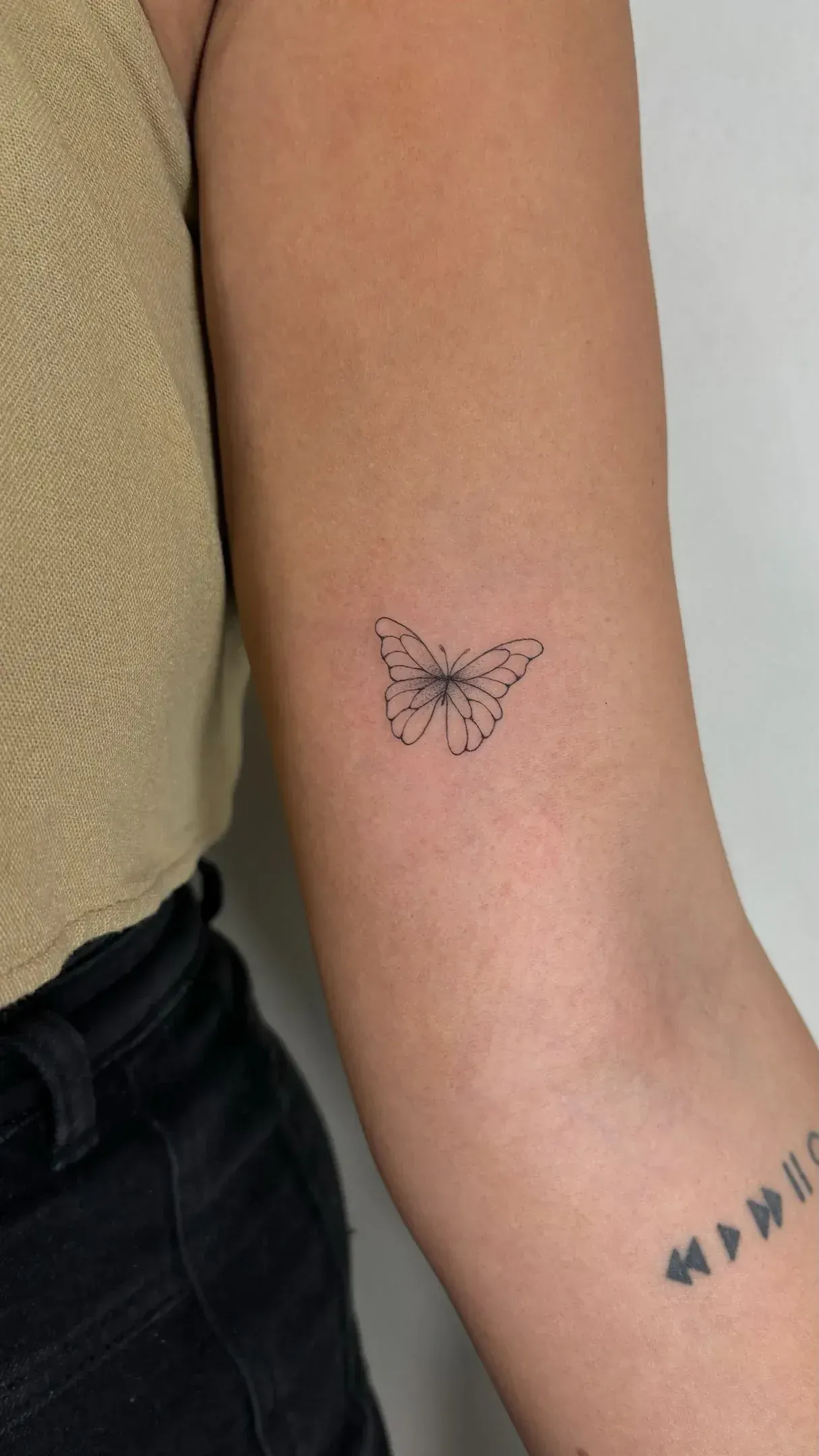 27) Mariposa en contorno puro en el brazo