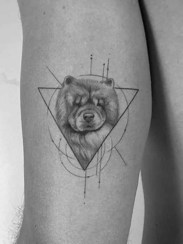 Geometric microrealism chow chow inside triangle and circles Madrid